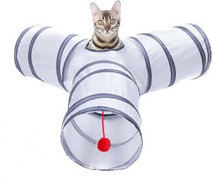 Cat Tunnel, Collapsible Tube with 1 Play Ball Toys, 3 Ways Tunnels.